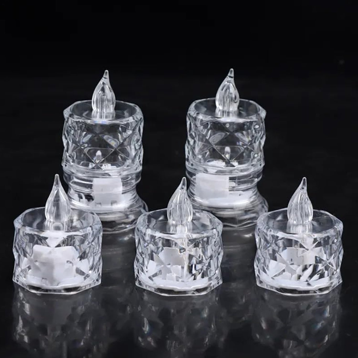24 Pcs Flameless and Smokeless Decorative Acrylic Candles Transparent Led Tea Light Candle for Gifting, House, Diwali, Christmas, Festival, Events Decor Candles, Diwali 24 Pcs Flameless and Smokeless Decorative Acrylic Candles Transparent Led Tea Light Candle for Gifting, House, Diwali, Christmas, Festival, Events Decor Candles, Diwali